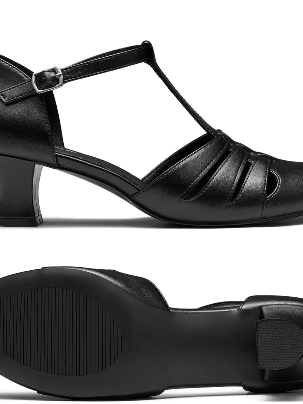 Retro 1920s Black T-Strap Women's Dress Shoes